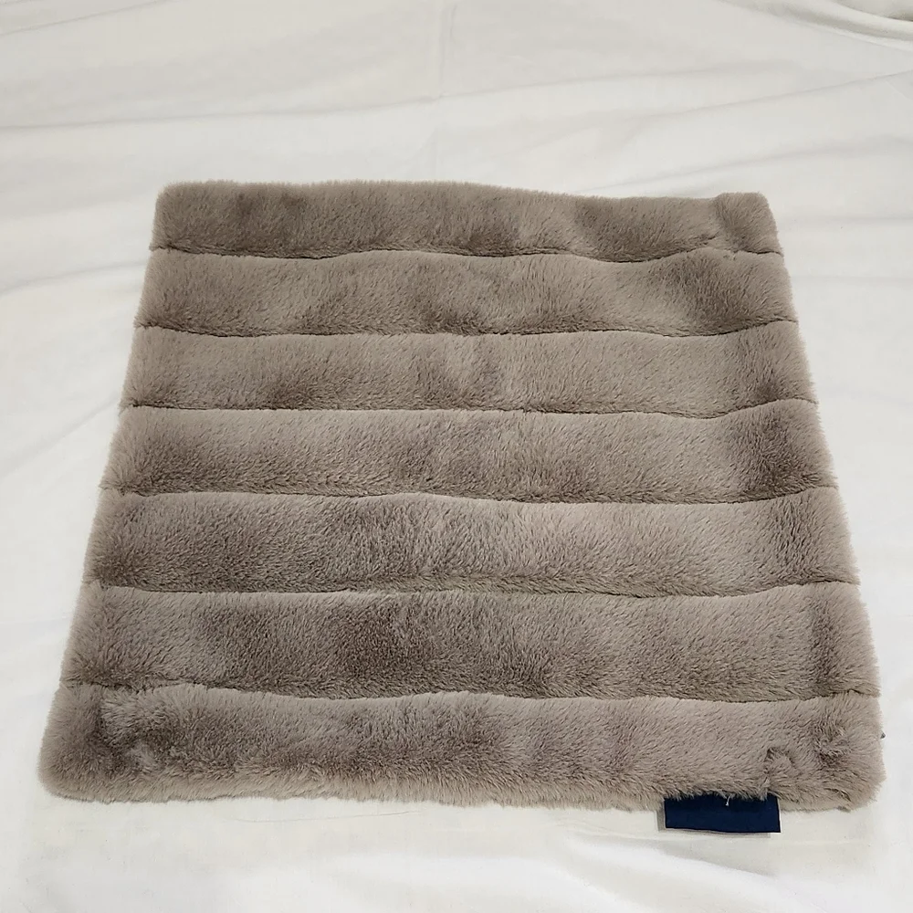 MON Chateau Square Tan Grey Faux Fur Zip Pillow Cover 17